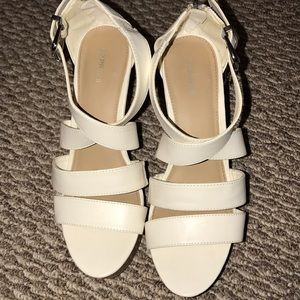 Express wedge sandals in bright white and cork